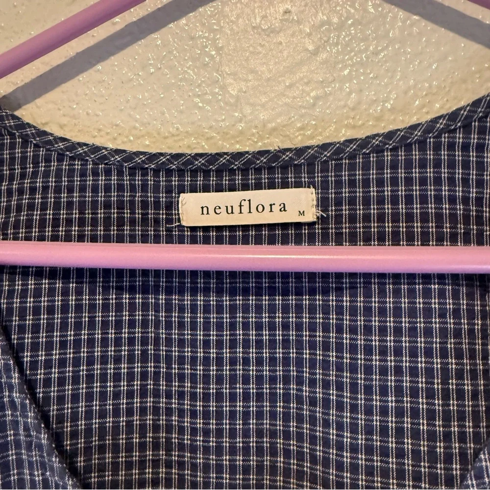 Neuflora Dover Blue Gingham Button-Front Dress - Picture 3 of 5